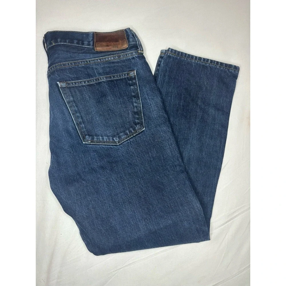 J.Crew 770 Japanese Kaihara Denim Dark Blue Jeans Men's 32x30 Straight Slim